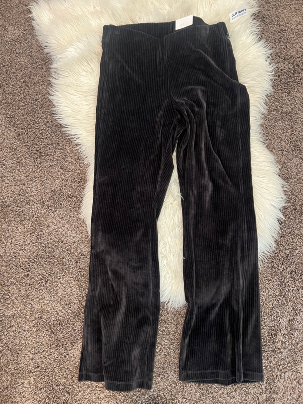 Old Navy Black Ribbed Velvet Track Pants